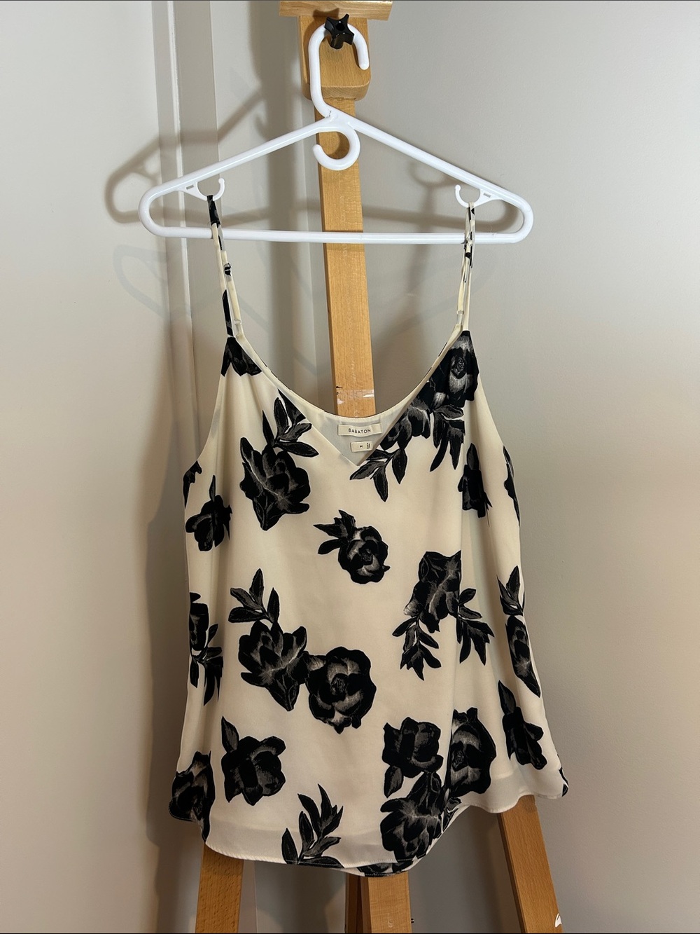 Babaton Everly Camisole in Cream with Black Floral Print